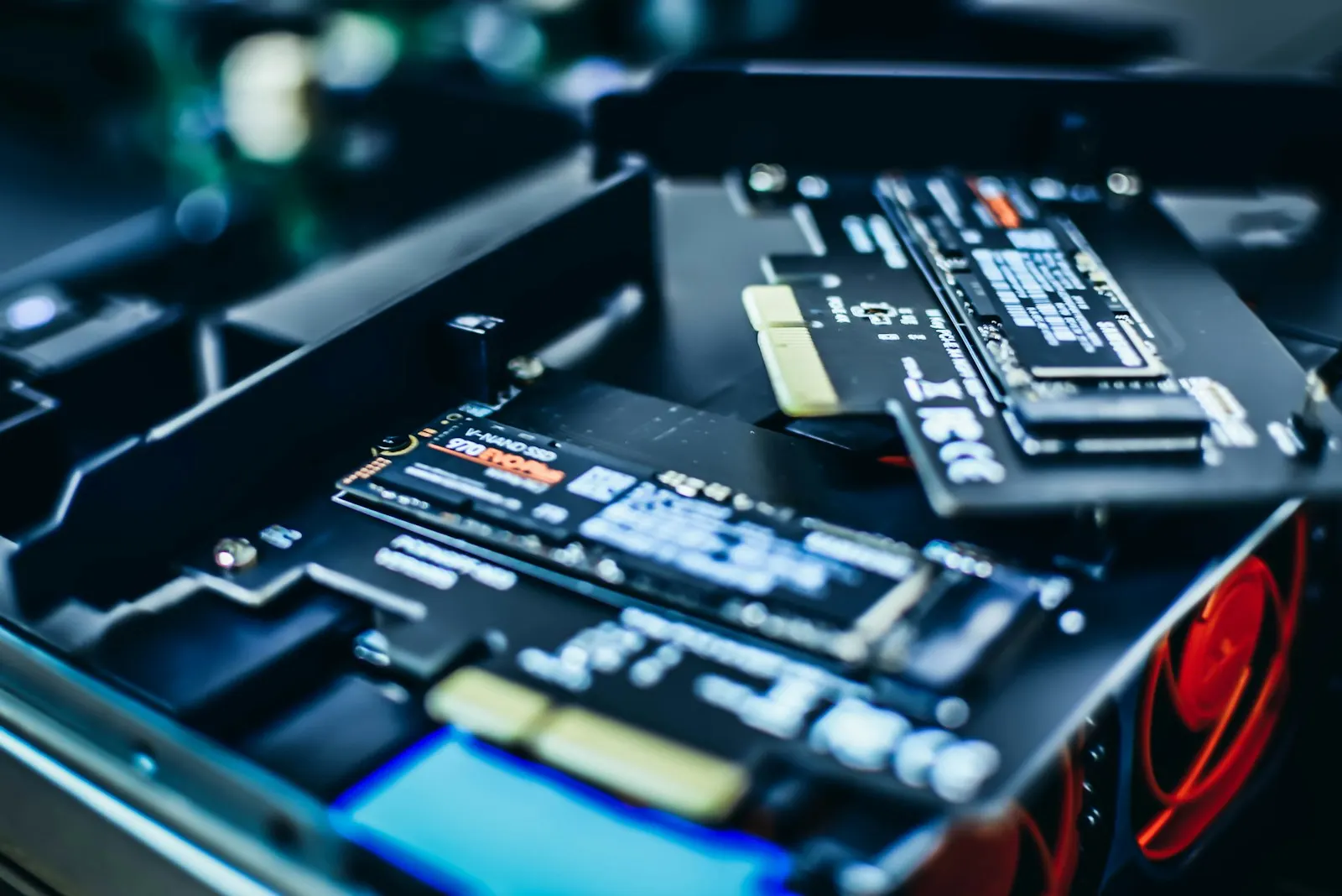 black and gray computer motherboard — illustrative image